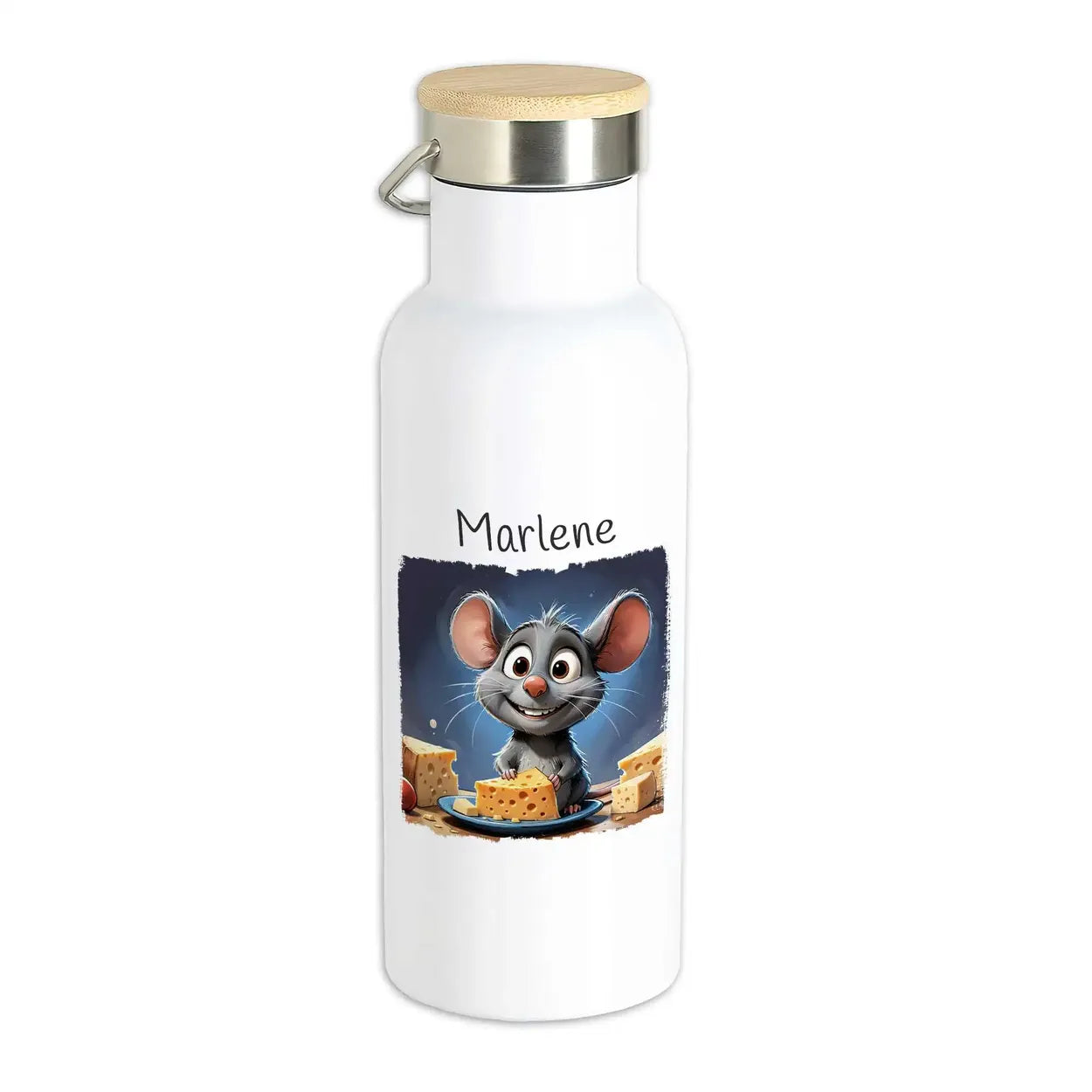 Abenteuermaus Thermo Trinkflasche für Kinder personalisiert Thermoflasche Druckerino   