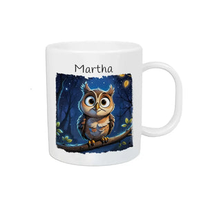 Tasse für Kinder personalisiert | Zauberwald-Eule | Tassen mit Namen | Abschiedsgeschenk Kita | 320ml  Geschenkidee Weihnachten