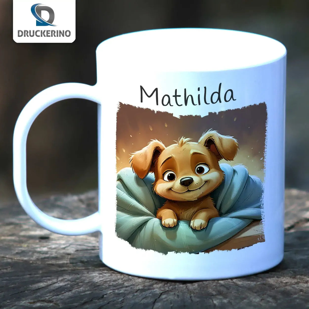 Tasse für Kinder personalisiert | Kuschelwelpe Abenteuer | personalisierte Kindertassen | Personalisierte Geschenke | 320ml Kunststofftassen Druckerino   