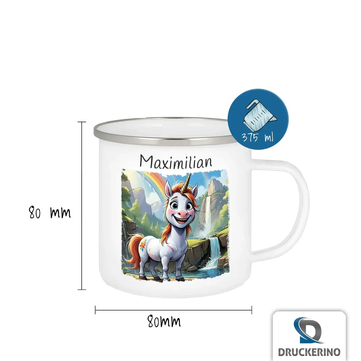 Trinkbecher aus Emaille | Waldzauber Einhorn | Emaille Tasse | Geschenk Kindergarten  Geschenkidee Weihnachten