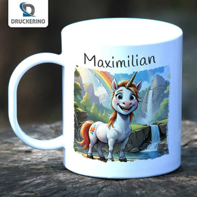 Tassen mit Namen | Abenteuer-Einhorn | Tasse für Kinder | Tassen mit Tiermotiv | 320ml  Geschenkidee Weihnachten