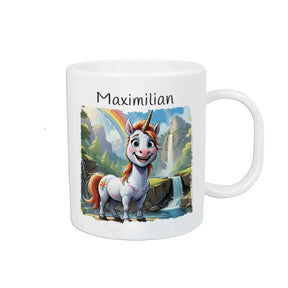 Tassen mit Namen | Abenteuer-Einhorn | Tasse für Kinder | Tassen mit Tiermotiv | 320ml  Geschenkidee Weihnachten