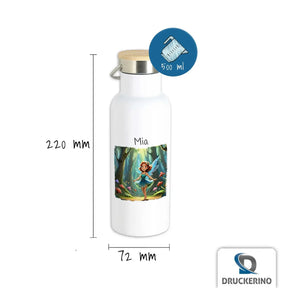 Abenteuerwald Thermo Trinkflasche für Kinder personalisiert Thermoflasche Druckerino   
