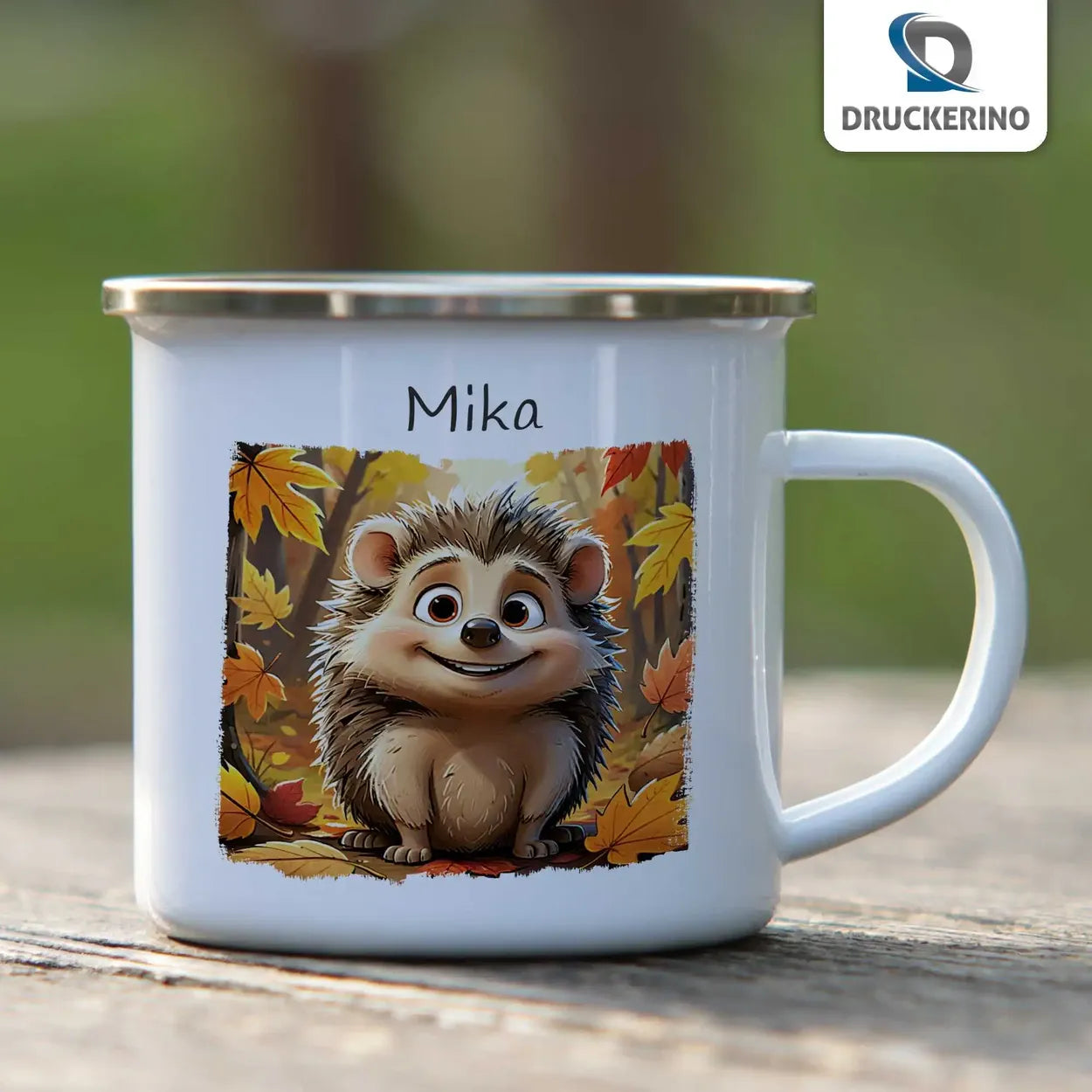 Kindertasse | Waldabenteurer | personalisierte Tasse Kinder | Emailletasse | süße Tierbilder Geschenke