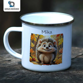 Kindertasse | Waldabenteurer | personalisierte Tasse Kinder | Emailletasse | süße Tierbilder Geschenke