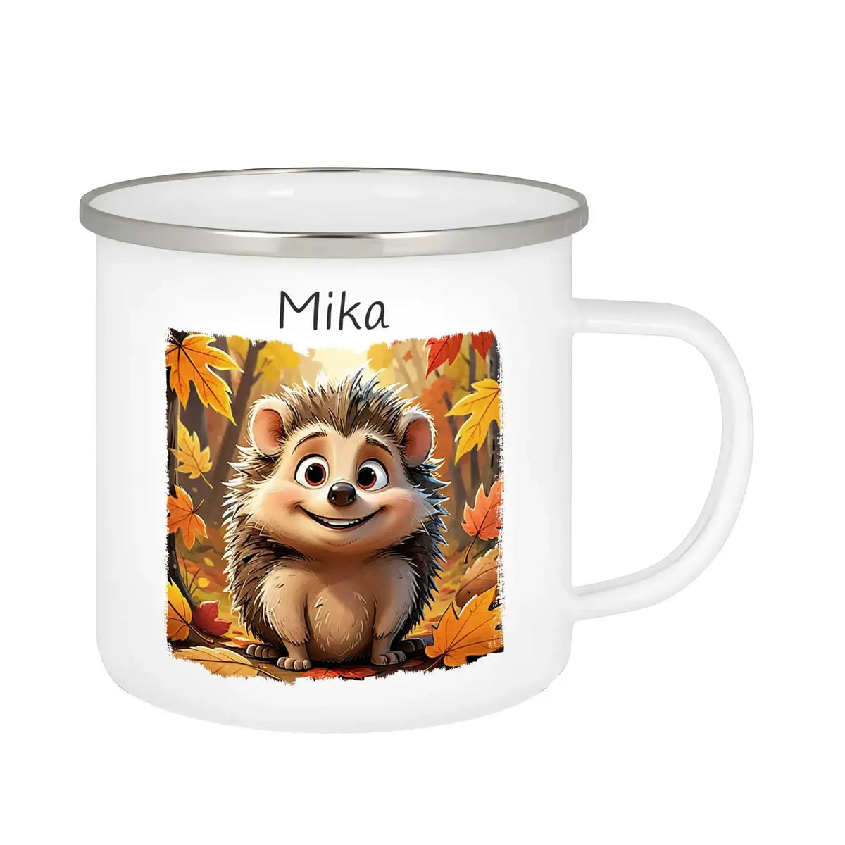 Kindertasse | Waldabenteurer | personalisierte Tasse Kinder | Emailletasse | süße Tierbilder Emailletasse Druckerino   