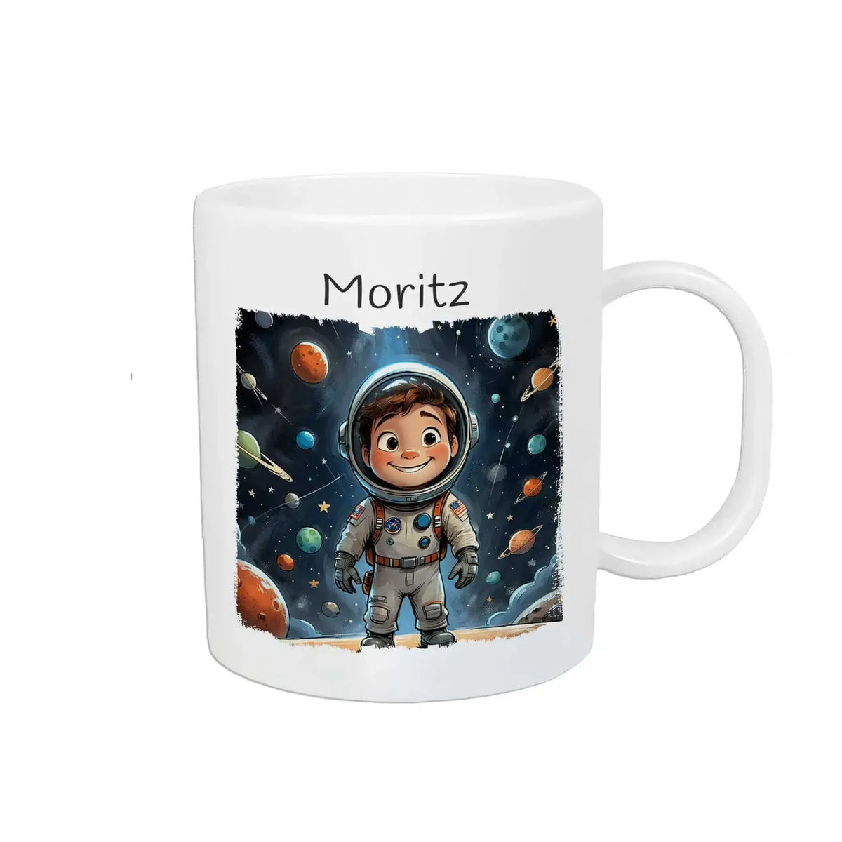 Personalisierte Kindertassen | Weltraumabenteurer | Kindergeburtstag Geschenke | Kindertasse personalisiert mit Name | 320ml Kunststofftassen Druckerino   