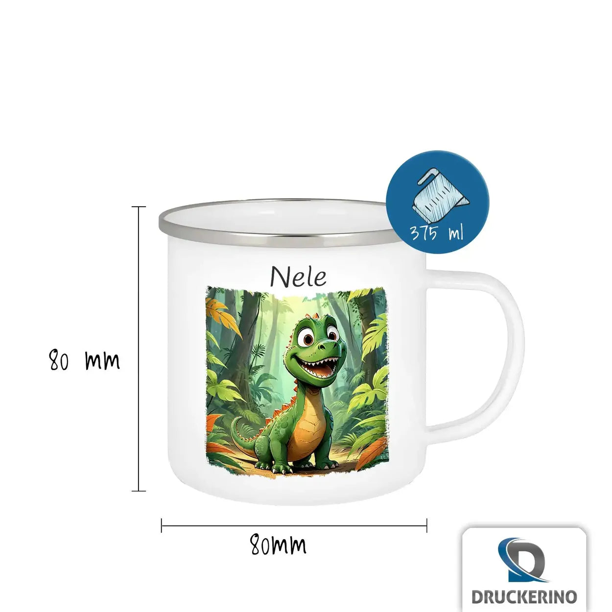 Emaille Tasse personalisiert mit Namen | Dschungelabenteuer-Kinder | Tassen personalisieren | Geschenk personalisier Geschenke