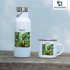 Emaille Tasse personalisiert mit Namen | Dschungelabenteuer-Kinder | Tassen personalisieren | Geschenk personalisier Geschenke