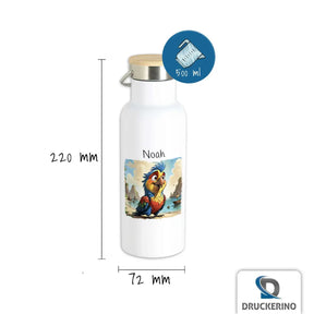 Abenteuer-Piratenpapagei Thermo Trinkflasche für Kinder personalisiert Thermoflasche Druckerino   