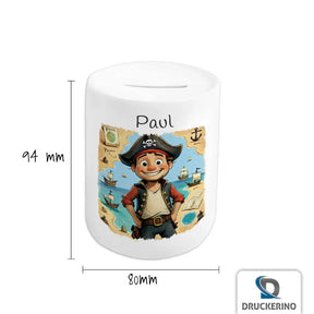 Spardose mit Namen | Piratenabenteuer | Geschenk zur Taufe | Spardose für Kinder  Geschenkidee Weihnachten