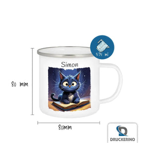 Emailletasse als Geschenkidee | Zauberlehrling Kätzchen | Emaille Tasse | Abschiedsgeschenke im Kindergarten Geschenke