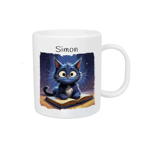 Tasse für Kinder | Lesekater Zauberwelt | Tassen mit Namen | Abschiedsgeschenk Kita | 320ml  Geschenkidee Weihnachten