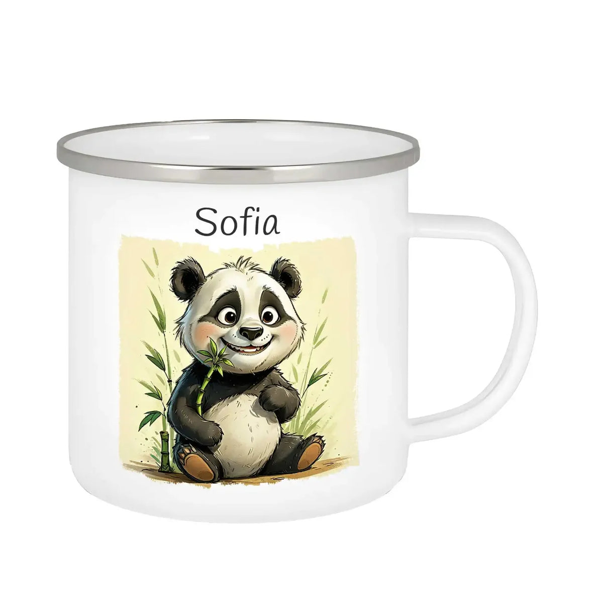 Emailletasse als Geschenkidee | Pandabär-Zauberwald | Tasse Geschenkidee | Kindergeburtstag Geschenke Emailletasse Druckerino   