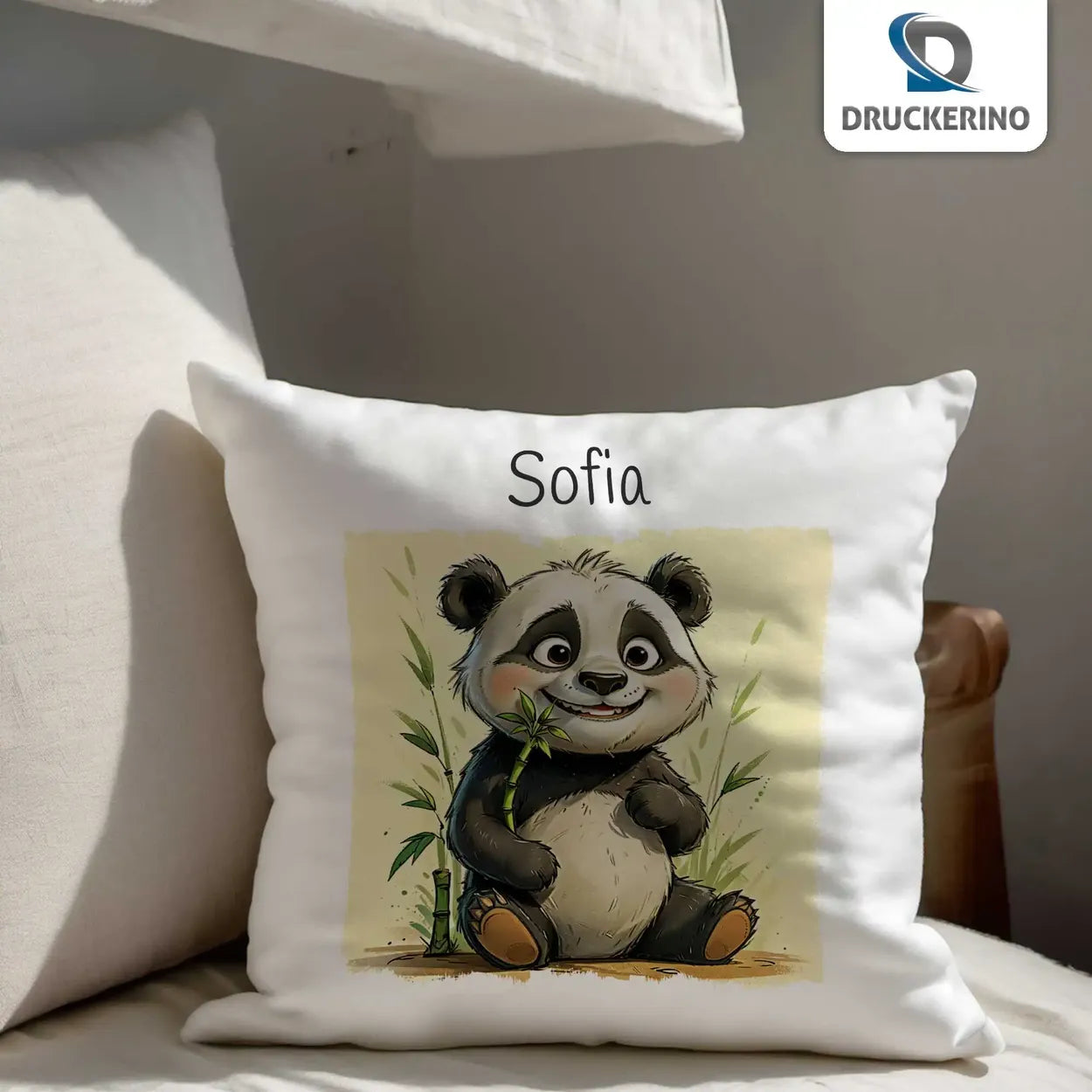 Kissen personalisiert mit Name | Pandatraum | Kissenhülle | personalisierbare Kindergeschenke | 40x40 cm Geschenkideen