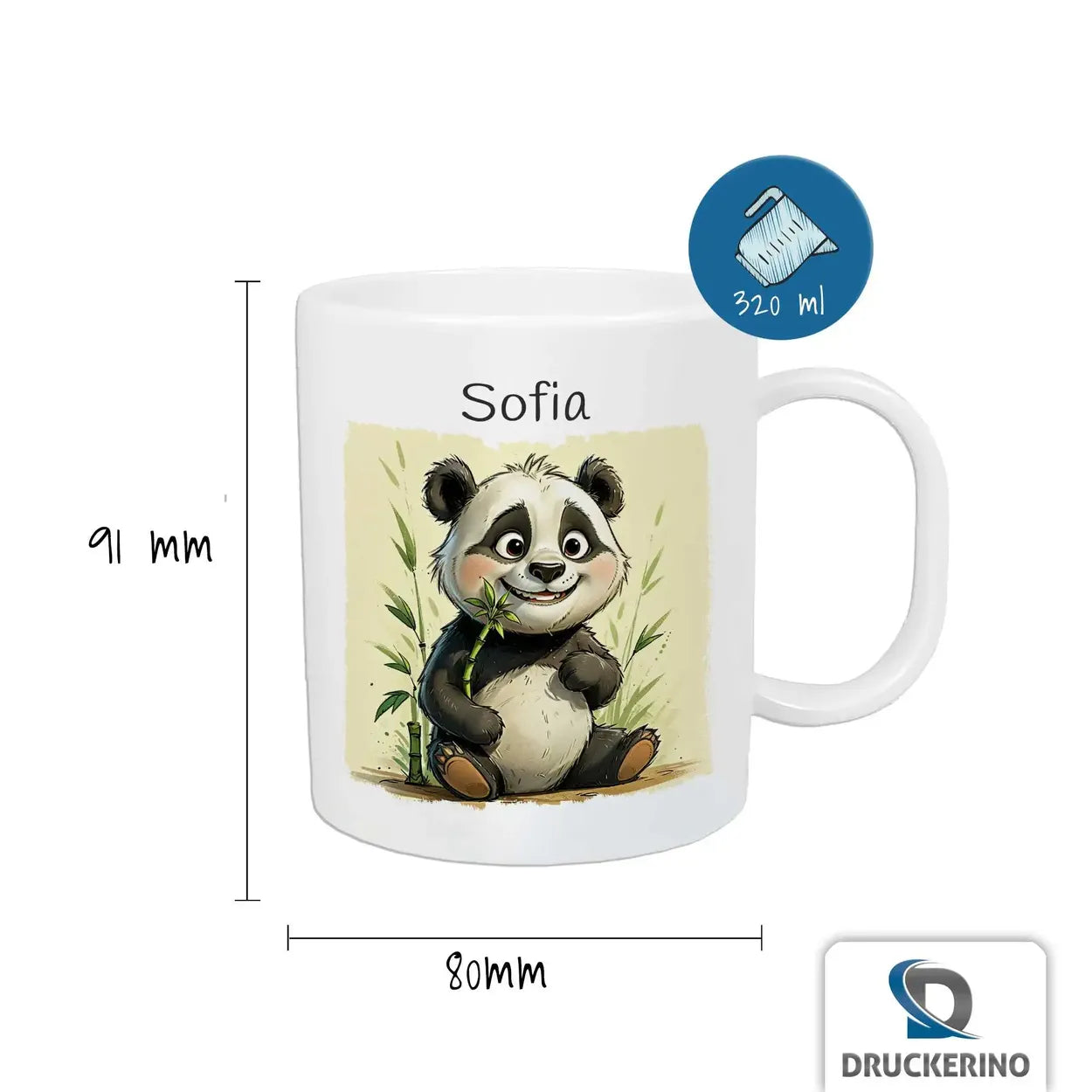 Tasse für Kinder | Pandabären-Zauber | personalisierte Kindertassen | Personalisierte Geschenke | 320ml Kunststofftassen Druckerino   