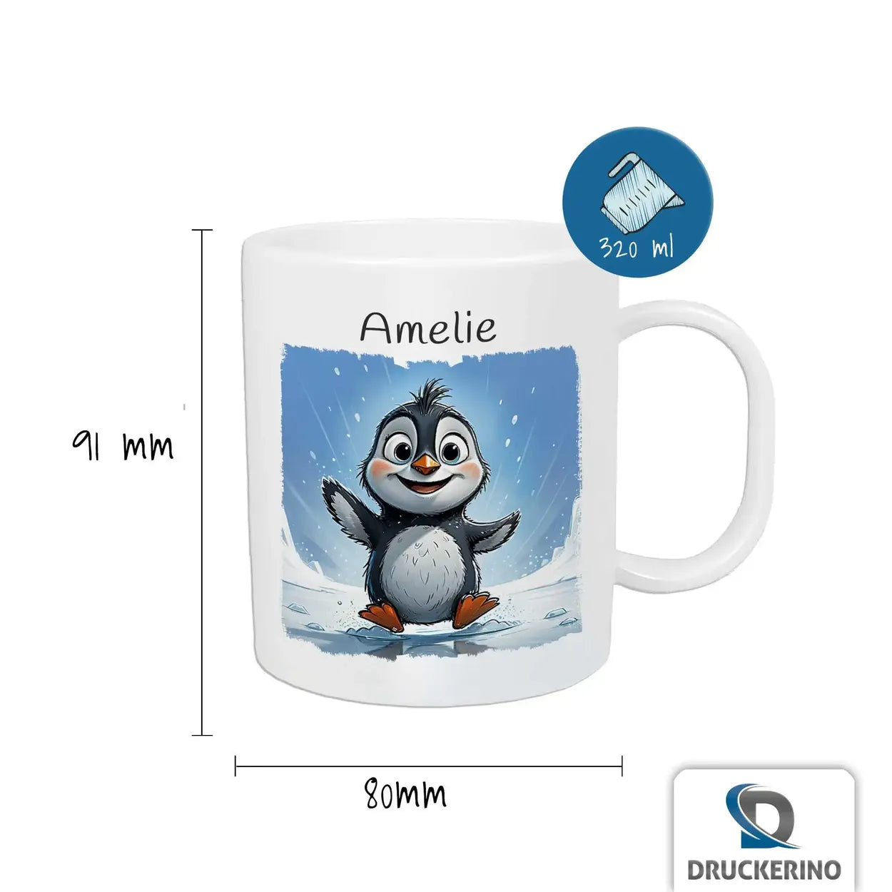 Tasse für Kinder | Pinguin-Abenteuer | Abschiedsgeschenke im Kindergarten | personalisierte Becher | 320ml  Geschenkidee Weihnachten