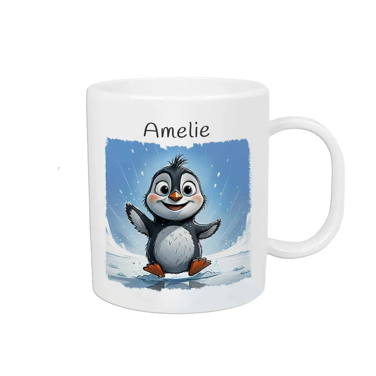 Tasse für Kinder | Pinguin-Abenteuer | Abschiedsgeschenke im Kindergarten | personalisierte Becher | 320ml Kunststofftassen Druckerino   