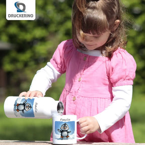 Personalisierte Kinder Trinkflasche | Pinguin-Spaß | Abschiedsgeschenke im Kindergarten | Trinkflasche | 500ml Thermoflasche Druckerino   