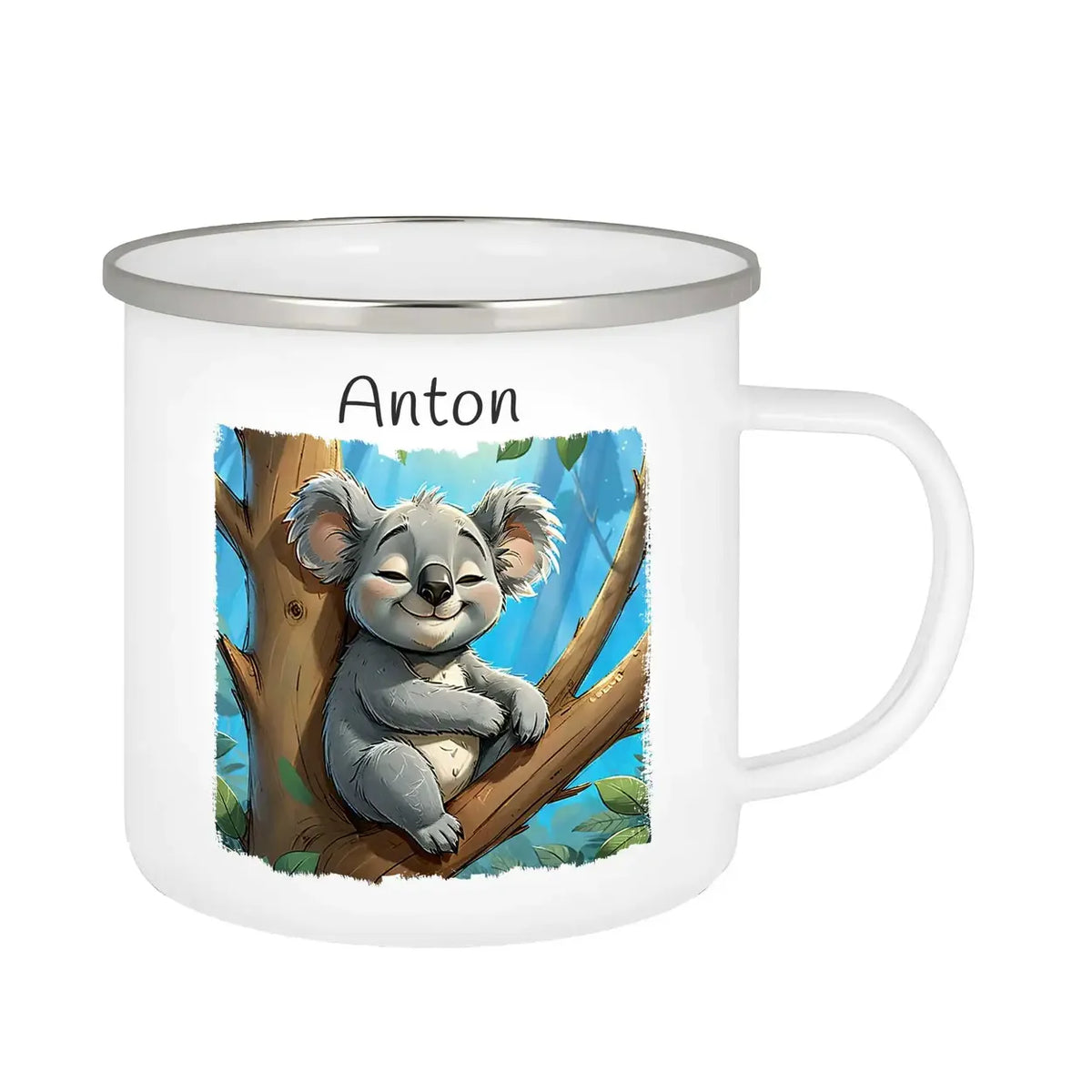 Emaille Tasse personalisiert | Waldabenteuer | Emaille Tasse personalisiert mit Name | personalisierte Tasse Emailletasse Druckerino   