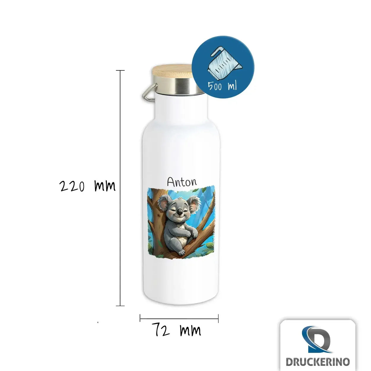 Kinder Trinkflasche | Traumbegleiter Koala | mit Namen personalisiert | Thermosflasche | 500ml Geschenkideen