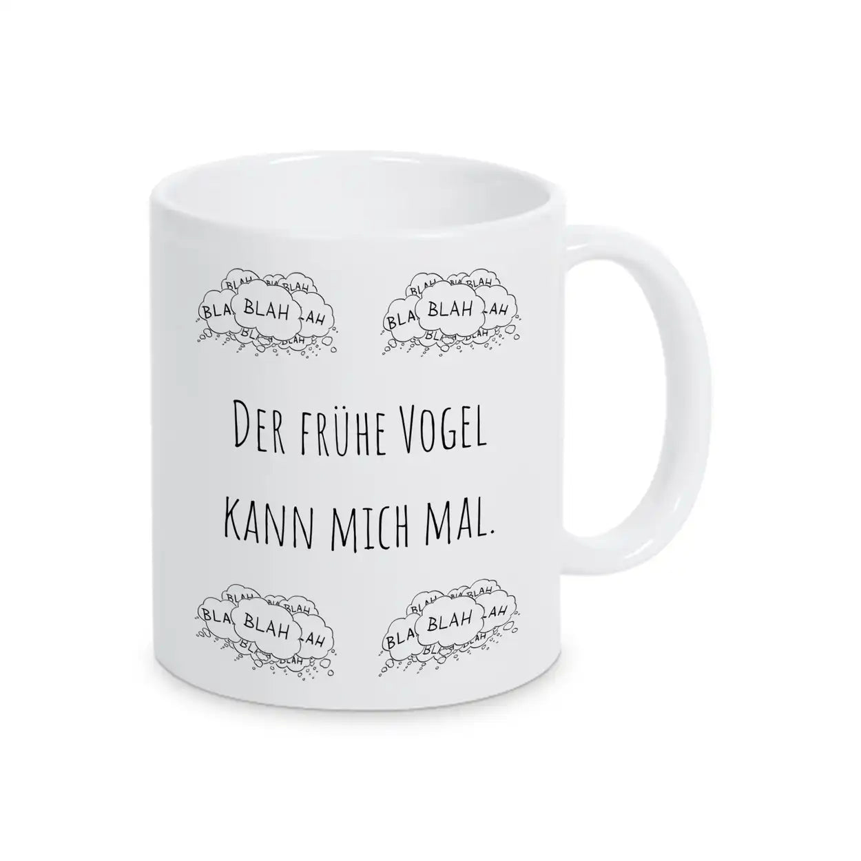 Tassen mit Sprüchen "Der frühe Vogel kann mich mal" Weiß Geschenkidee Weihnachten