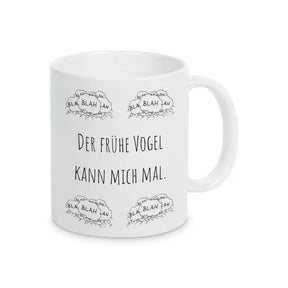 Tassen mit Sprüchen "Der frühe Vogel kann mich mal" Weiß Geschenkidee Weihnachten