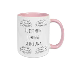 Witzige Tasse "Du bist mein Lieblings Drama Lama" Rosa Geschenkidee Weihnachten