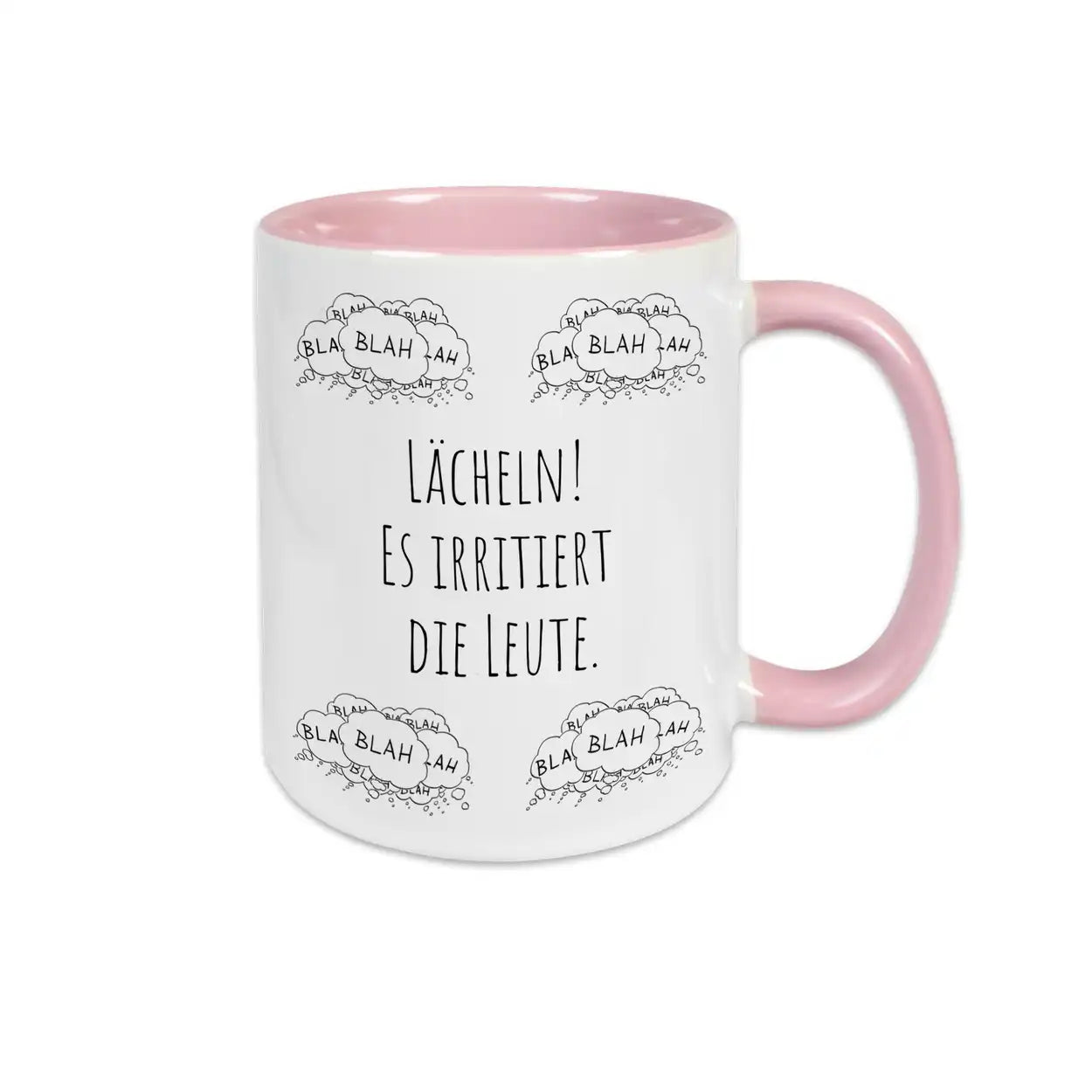 Tasse mit Spruch "Lächeln! Es irritiert die Leute"  Geschenkidee Weihnachten