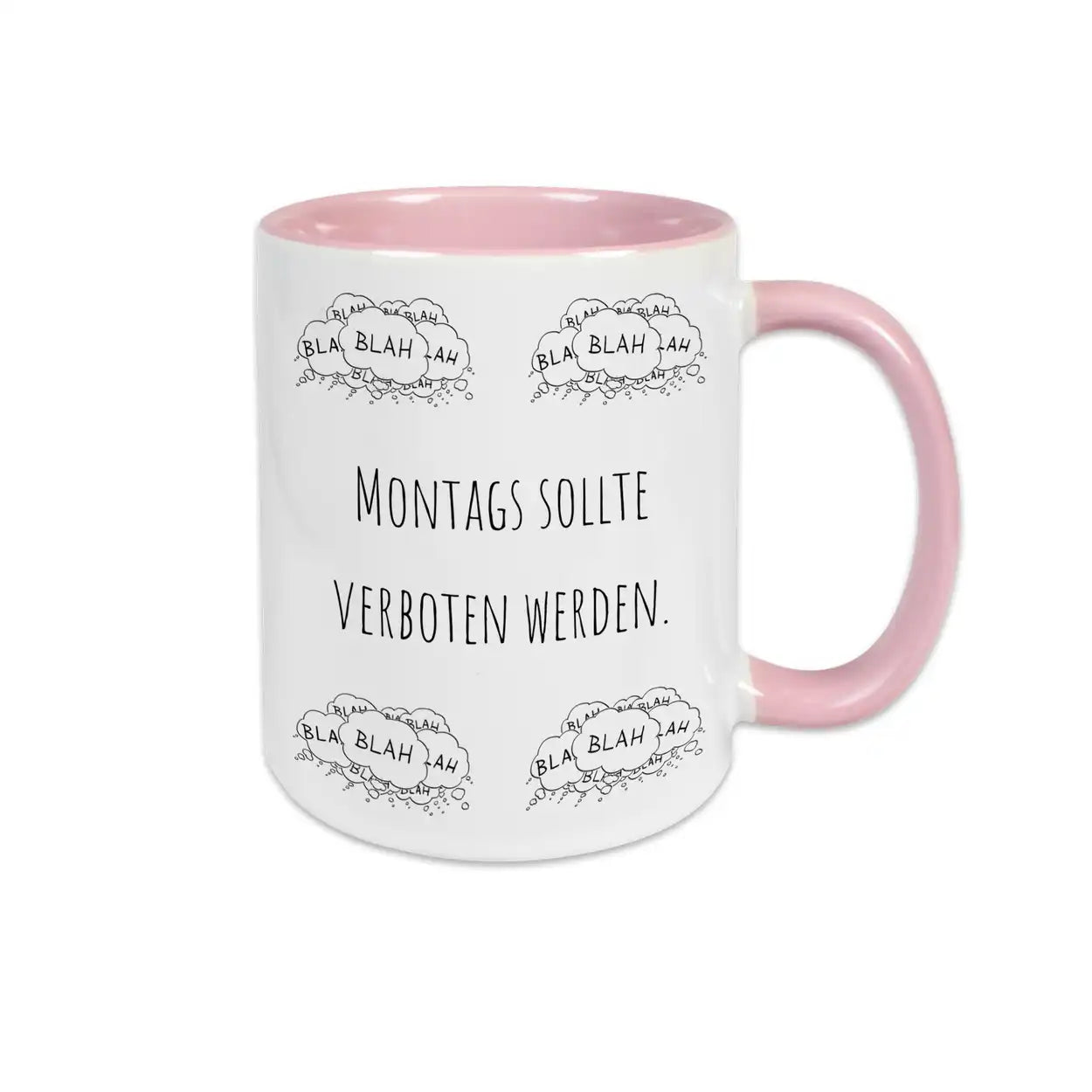 Tasse mit Spruch "Montags sollte verboten werden" Rosa Geschenkidee Weihnachten