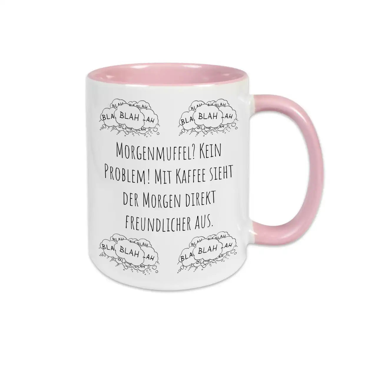 Tassen mit Spruch "Morgenmuffel? Kein Problem! Mit Kaffee sieht der Morgen direkt freundlicher aus"  Geschenkidee Weihnachten