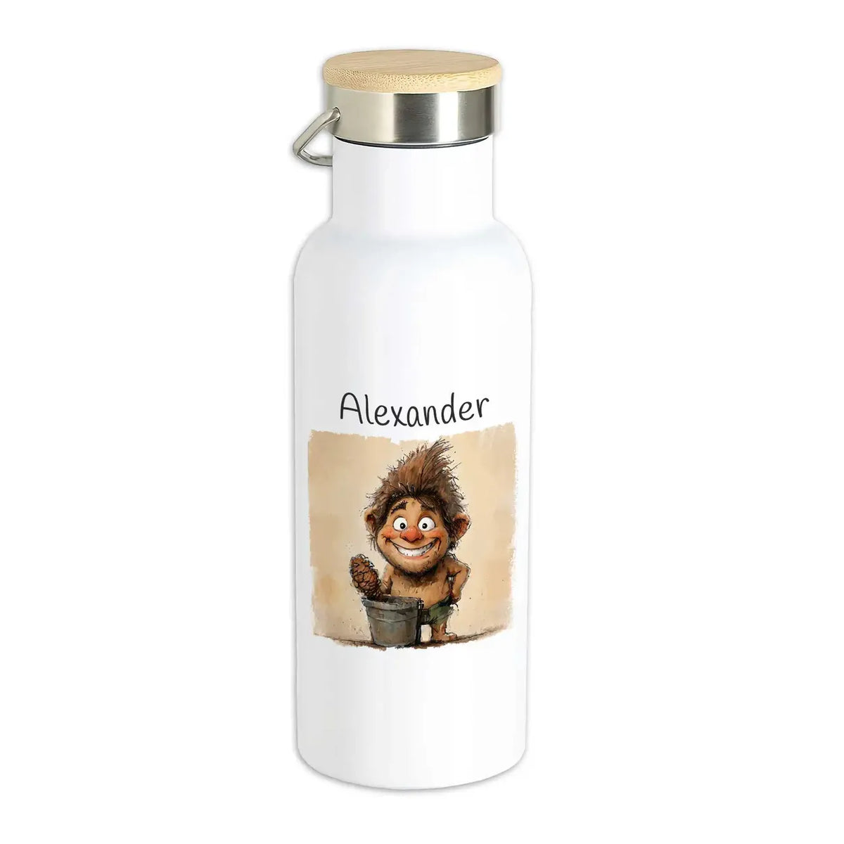 Abenteuerlustige Waldgeist-Thermo Trinkflasche für Kinder personalisiert Thermoflasche Druckerino   