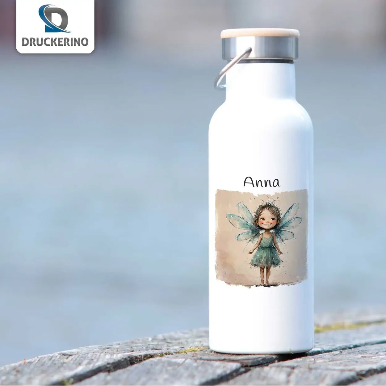 Trinkflasche für Kinder | Zauberfee | Trinkflasche Edelstahl | personalisiert mit Namen | 500ml Thermoflasche Druckerino   