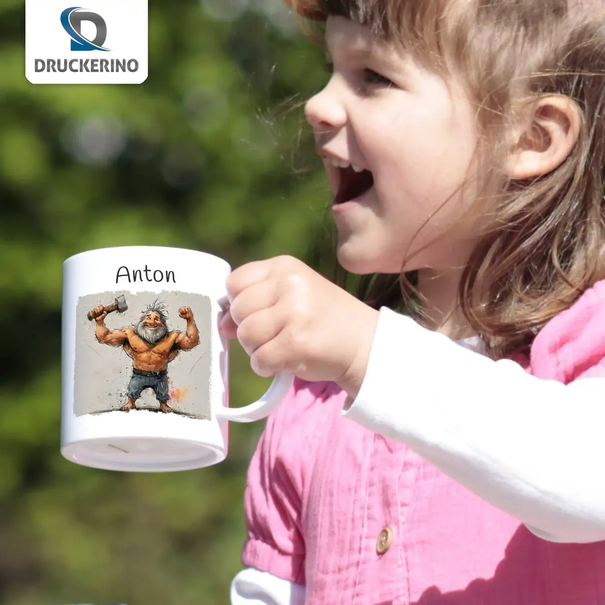 Becher personalisiert | Starker Freund | Tierbilder | personalisierte Tasse Kinder | 320ml Kunststofftassen Druckerino   