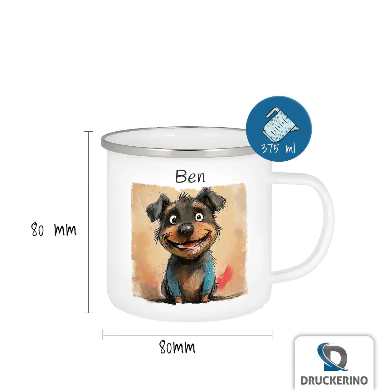 Trinkbecher aus Emaille | Tierfreunde Zauber | personalisierte Tassen | Abschiedsgeschenk Kita  Geschenkidee Weihnachten