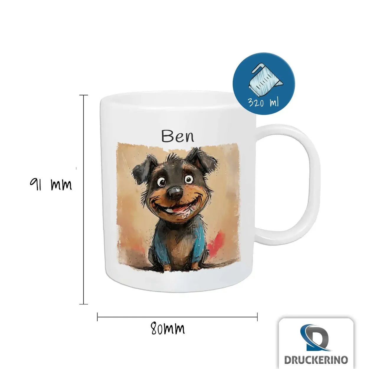 Kindertasse mit Namen | Wuschelfreunds Zauberbecher | personalisierbare Kindergeschenke | Kindertasse frei von BPA | 320ml Kunststofftassen Druckerino   