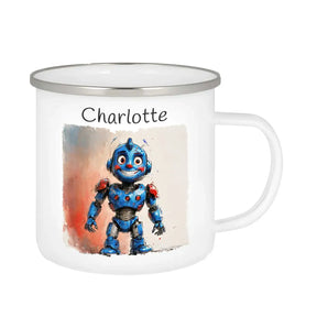 Trinkbecher aus Emaille | Roboterfreund | Emaille Tasse | Geschenk Kindergarten  Geschenkidee Weihnachten