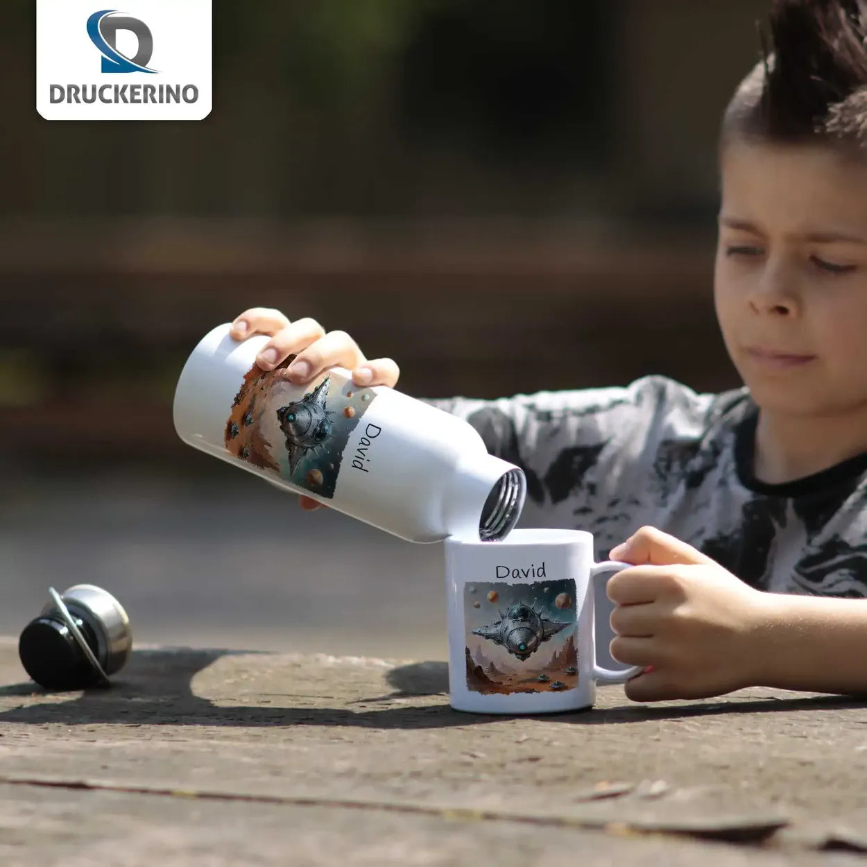 Tasse für Kinder personalisiert | Weltraumabenteuer | personalisierte Kindertassen | Personalisierte Geschenke | 320ml Kunststofftassen Druckerino   