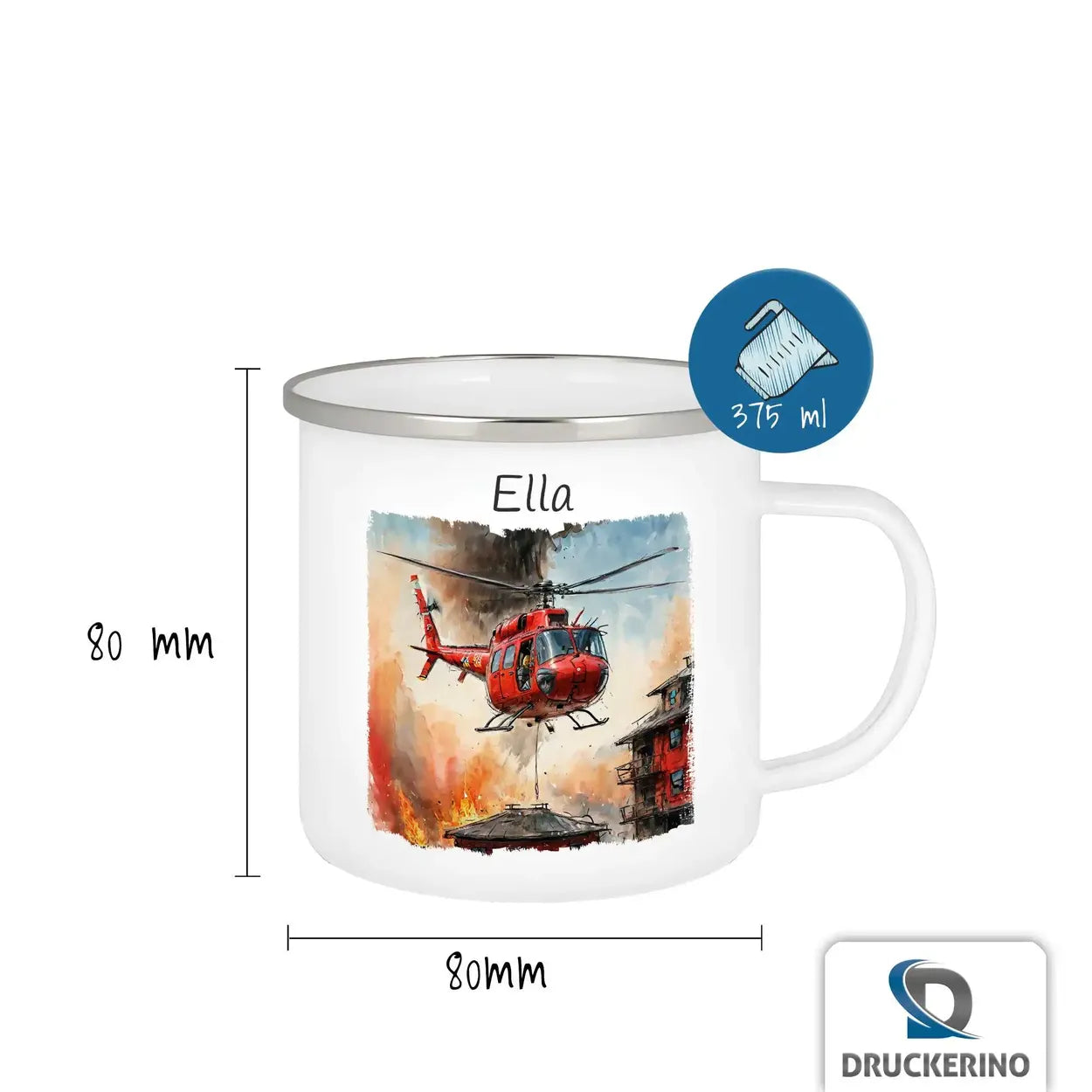 Emaille Tasse personalisiert mit Namen | Abenteuer Himmelshelden | Tassen personalisieren | Geschenk personalisier Geschenke