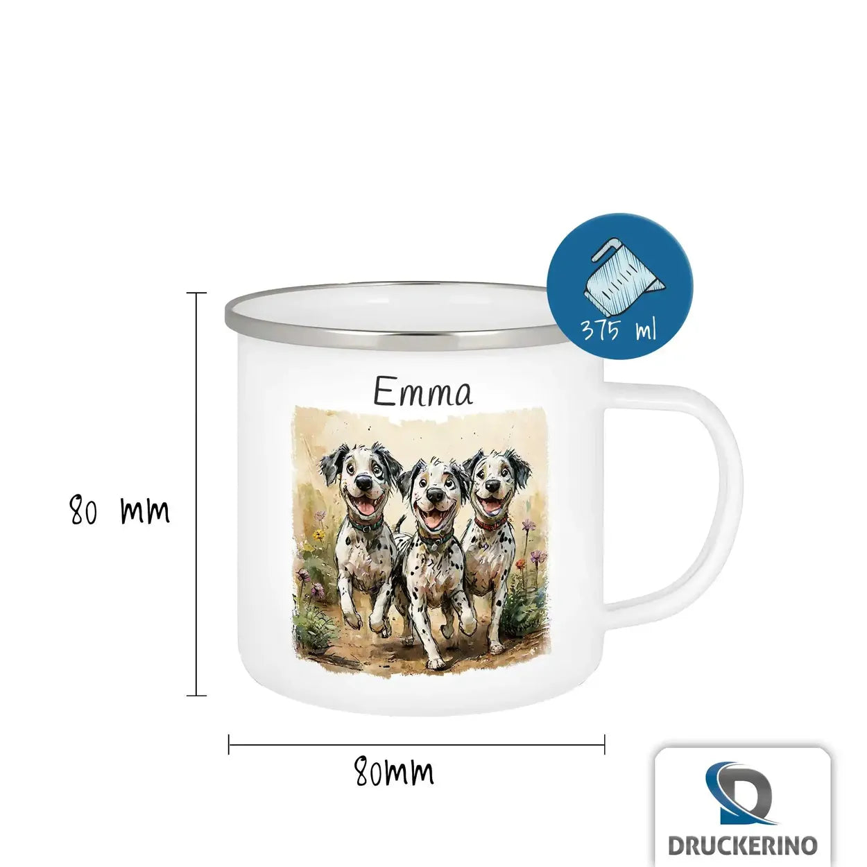 Personalisierte Tasse | Welpenglück | Emaille Tasse personalisiert mit Name | personalisierte Tasse  Geschenkidee Weihnachten