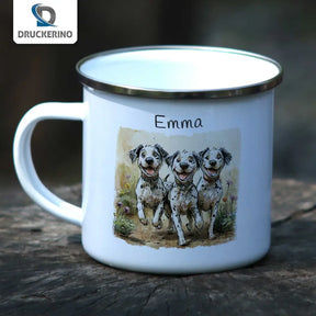 Personalisierte Tasse | Welpenglück | Emaille Tasse personalisiert mit Name | personalisierte Tasse  Geschenkidee Weihnachten