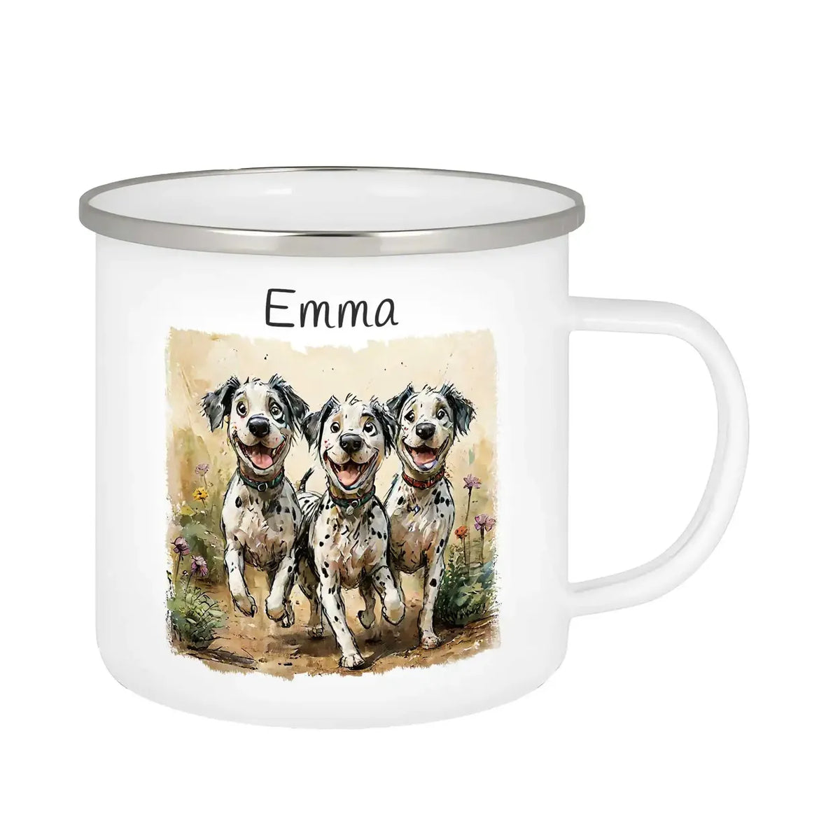 Personalisierte Tasse | Welpenglück | Emaille Tasse personalisiert mit Name | personalisierte Tasse Emailletasse Druckerino   