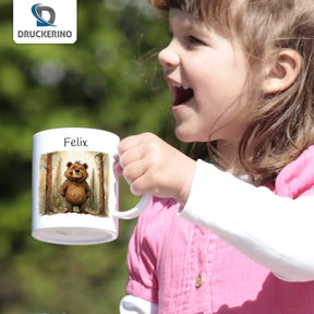 Abenteuer Waldwichtel - Kindertasse mit Namen - Tasse personalisiert Kunststofftassen Druckerino   