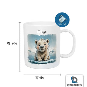 Tasse mit Namen | Eisbärabenteuer | Tierbilder | personalisierte Tasse Kinder | 320ml  Geschenkidee Weihnachten