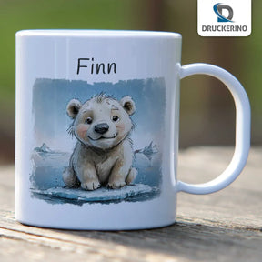 Tasse mit Namen | Eisbärabenteuer | Tierbilder | personalisierte Tasse Kinder | 320ml  Geschenkidee Weihnachten