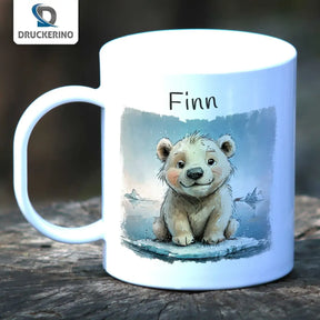 Tasse mit Namen | Eisbärabenteuer | Tierbilder | personalisierte Tasse Kinder | 320ml  Geschenkidee Weihnachten