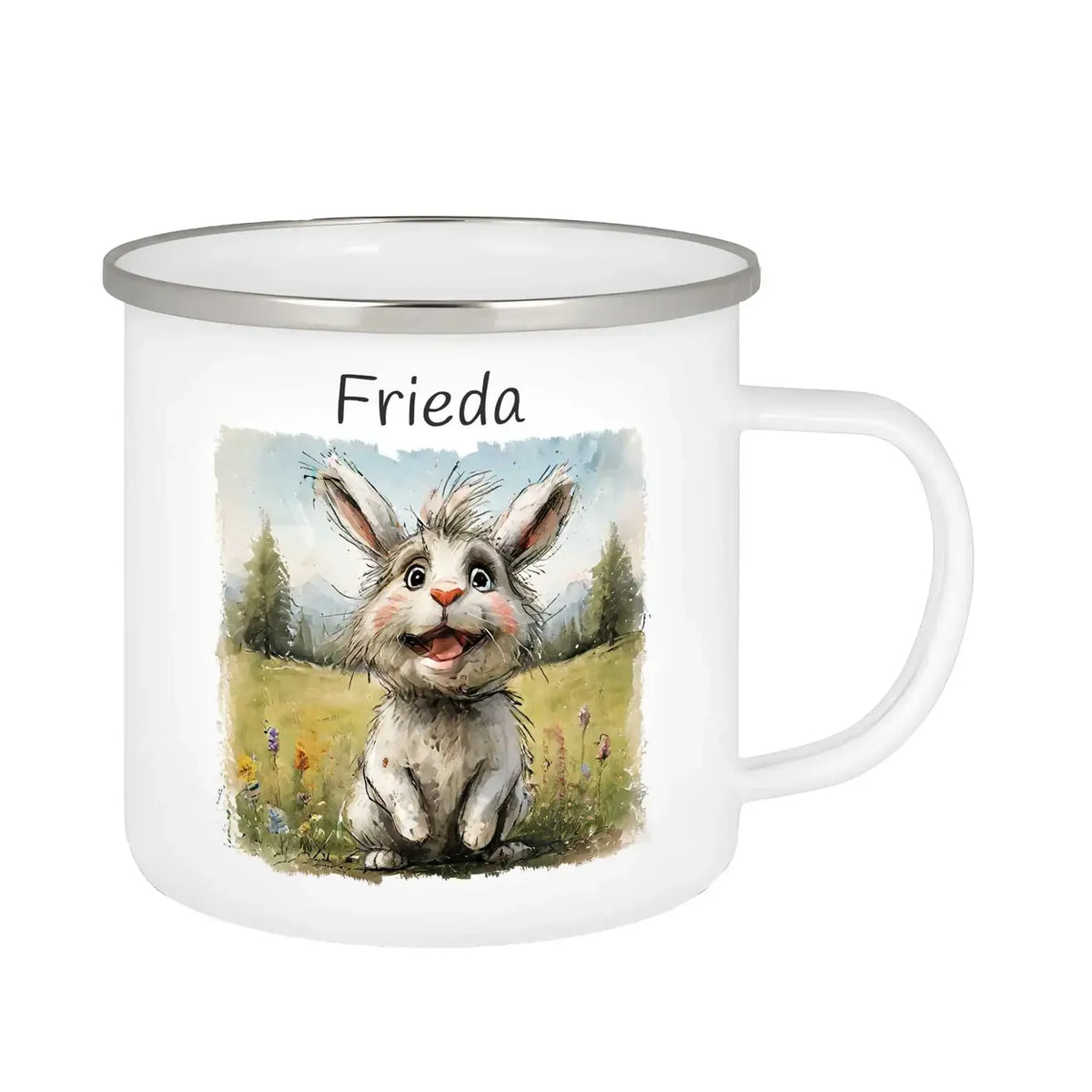 Tasse aus Emaille | Zauberhase | Tassen personalisieren | Geschenk personalisier Emailletasse Druckerino   