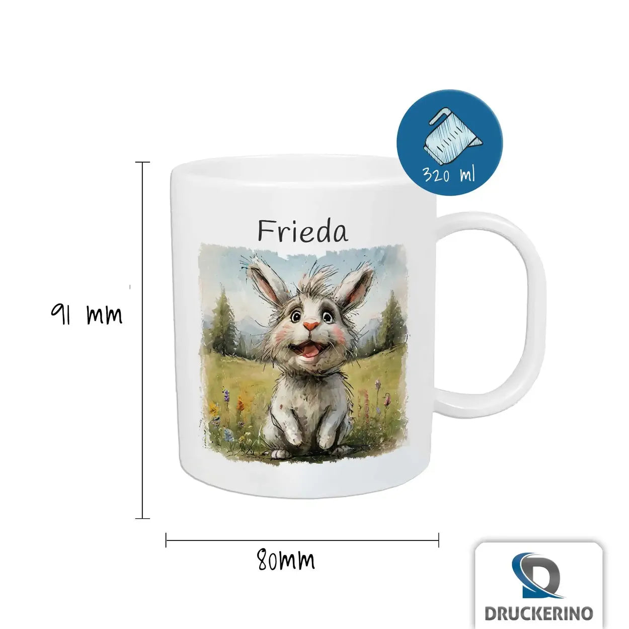 Personalisierte Tasse Kinder | Hoppel-Hase Abenteuer | personalisierbare Kindergeschenke | Kindertasse frei von BPA | 320ml  Geschenkidee Weihnachten