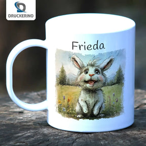 Personalisierte Tasse Kinder | Hoppel-Hase Abenteuer | personalisierbare Kindergeschenke | Kindertasse frei von BPA | 320ml  Geschenkidee Weihnachten