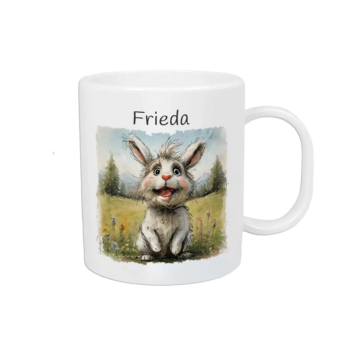 Personalisierte Tasse Kinder | Hoppel-Hase Abenteuer | personalisierbare Kindergeschenke | Kindertasse frei von BPA | 320ml Kunststofftassen Druckerino   